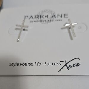 Park Lane Shiny Silver Cross Studs